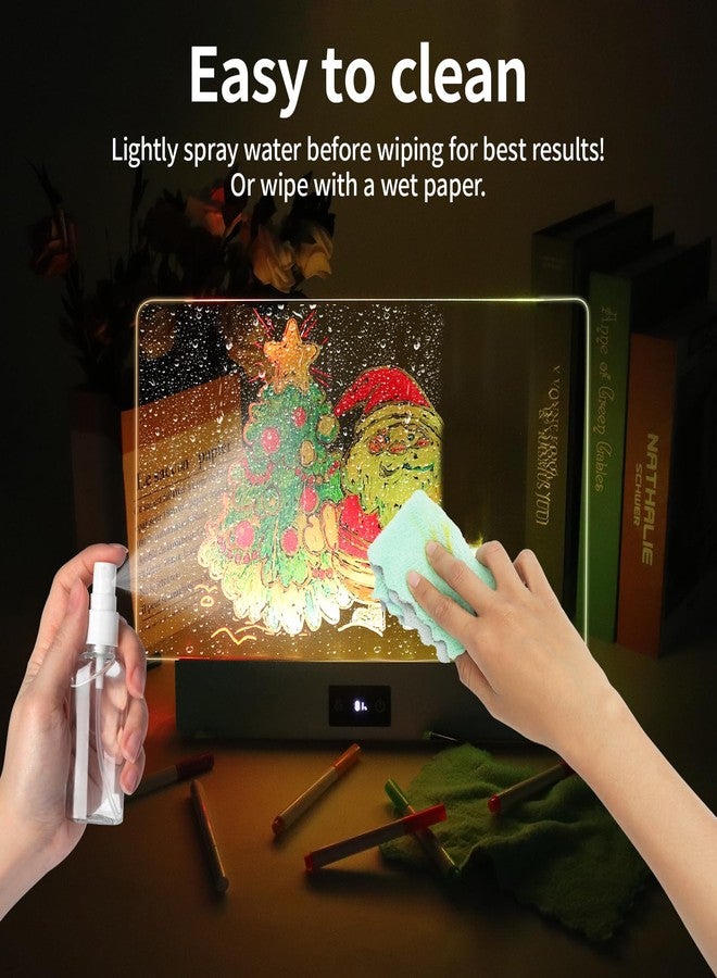 Phylosal Rechargeable Led Drawing Board with 8 Colors, 16-Inch Light Up Acrylic Dry Erase Board with 12 Markers, Light Up LED Note Board with Built-in Stand, Sketching Gift Toy for Kids/Girls/Teens - Image 4